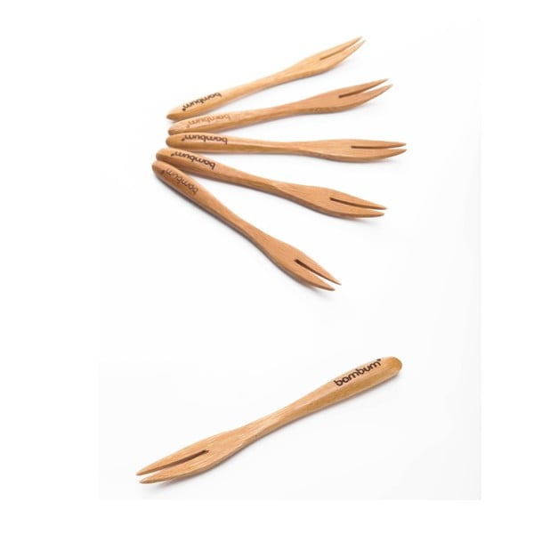 Komplet 6 widelczyków bambusowych do przekąsek Bambum Salsa