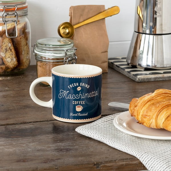 Ciemnoniebiesko-kremowy ceramiczny kubek 350 ml Macchinetta – Rex London-image-1