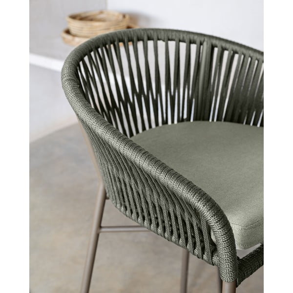 Zielone metalowe/tapicerowane krzesło ogrodowe Yanet – Kave Home-image-3