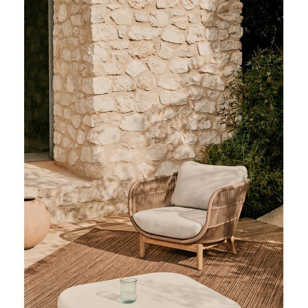 Beżowy metalowy/tapicerowany fotel ogrodowy Catalina – Kave Home-image-1