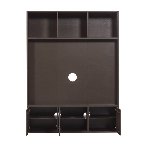 Ciemnobrązowy zestaw pod TV z litego drewna sosnowego 160x215x40 cm Meggy – WOOOD-image-3