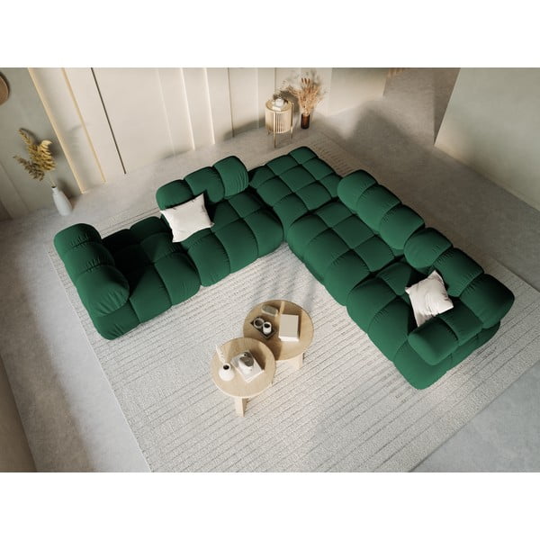 Zielony aksamitny moduł sofy (prawostronny) Bellis – Micadoni Home-image-1