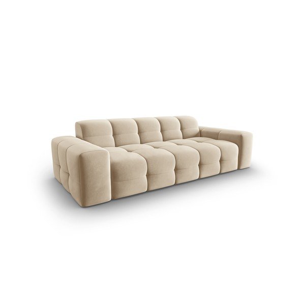 Beżowa aksamitna sofa 222 cm Kendal – Micadoni Home-image-3