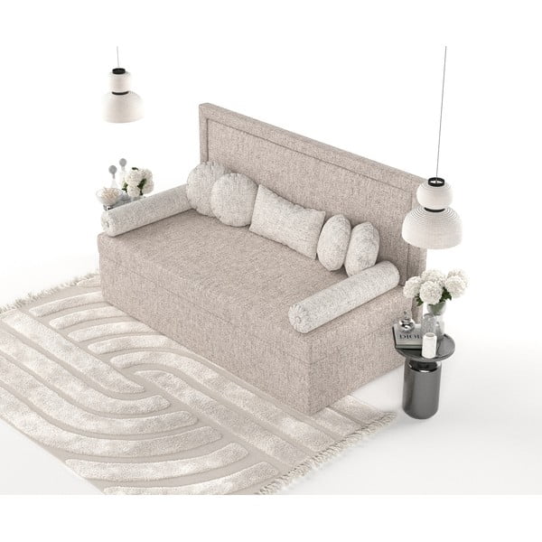 Jasnobrązowe tapicerowane łóżko jednoosobowe 100x200 cm Scala – Maison de Rêve-image-3