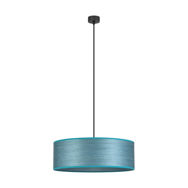 Niebieska lampa wisząca z naturalnego forniru Sotto Luce Ocho XL, ⌀ 45 cm