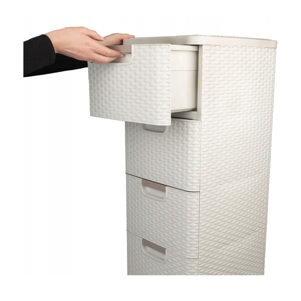 Kremowa plastikowa wysoka szafka łazienkowa 33x79 cm Rattan – Curver-image-1