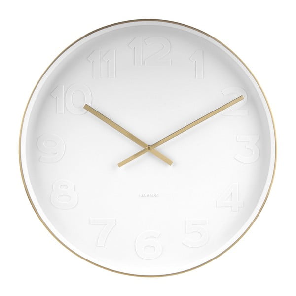 Biały zegar z elementami w kolorze złota Karlsson Mr. White, ⌀ 51 cm