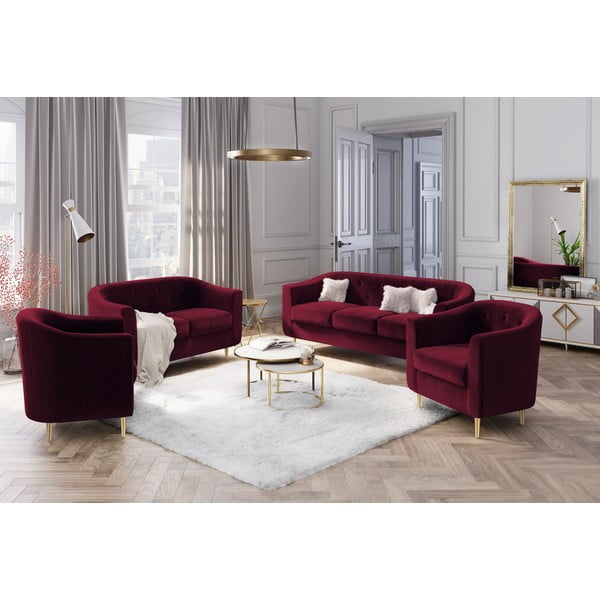 Czerwony aksamitny fotel Kooko Home Corde-image-1