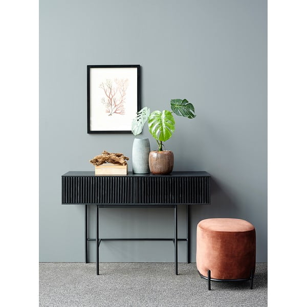 Czarny stolik z drewna dębowego i metalowymi nogami Canett Oxford, dł. 120 cm-image-3