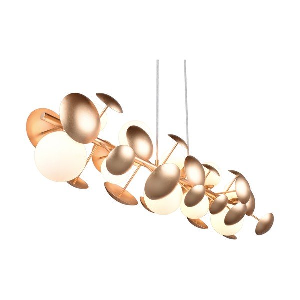 Lampa wisząca w biało-złotym kolorze ze szklanym kloszem Bubble – Trio Select-image-1