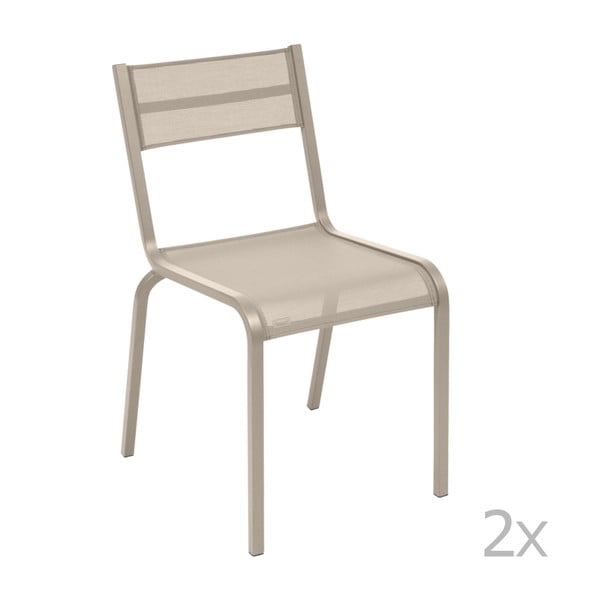Komplet 2 beżowych metalowych krzeseł ogrodowych Fermob Oléron