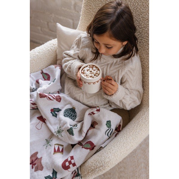 Biały koc ze świątecznym motywem 130x160 cm Yule – Bloomingville-image-3