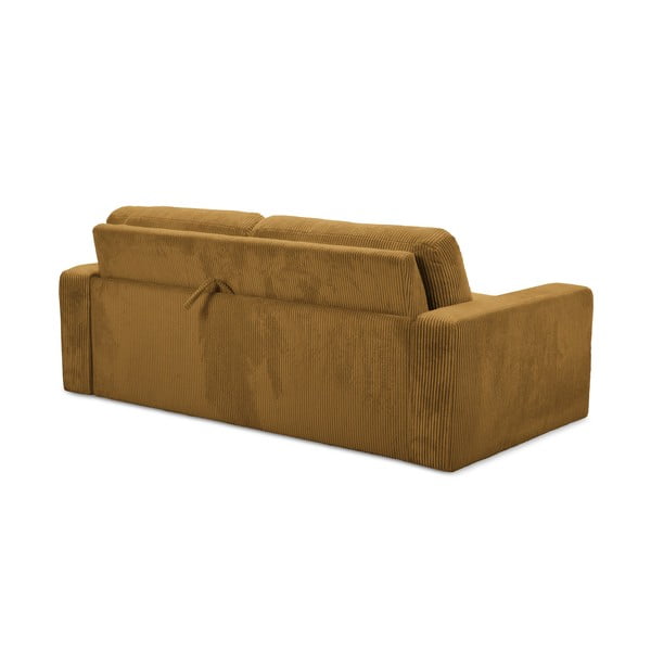 Musztardowa sztruksowa rozkładana sofa 195 cm Nona – Makamii-image-4