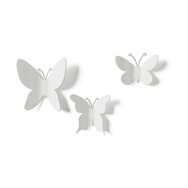 Zestaw 9 białych dekoracji ściennych 3D Umbra Butterflies-image-3
