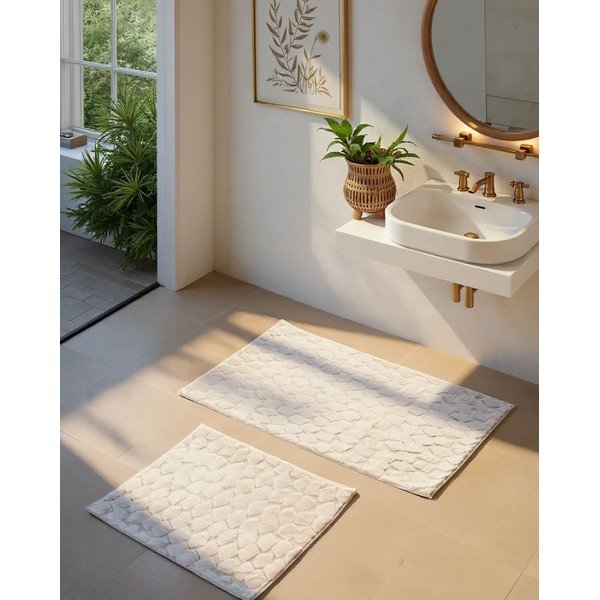 Kremowe dywaniki łazienkowe zestaw 2 szt. 60x100 cm Rabbit – Foutastic-image-1