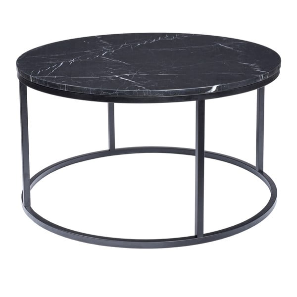Czarny stolik marmurowy z czarną konstrukcją RGE Accent, ⌀ 85 cm