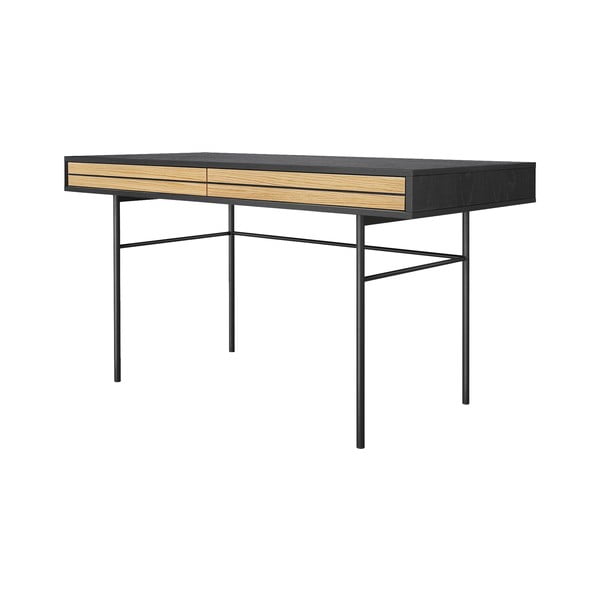 Czarne biurko Woodman Stripe, 130x60 cm-image-2