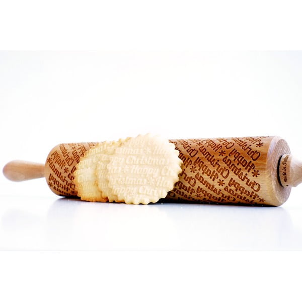 Drewniany grawerowany świąteczny wałek do ciasta Valek Happy Christmass-image-3