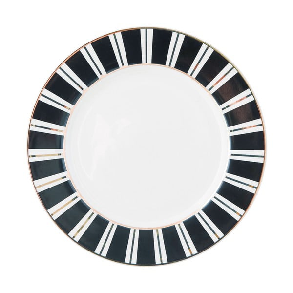 Talerz ceramiczny z czarnobiałym brzegiem Miss Étoile Stripes, ø 25,5 cm