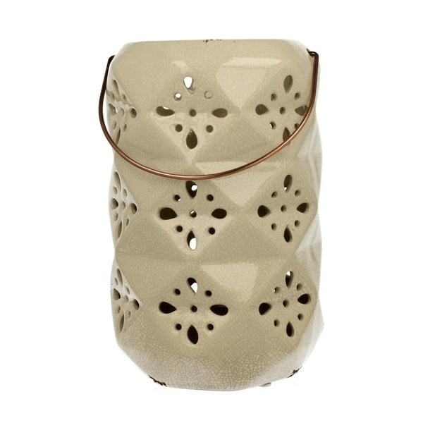 Kremowy lampion ceramiczny Duo Gift, wys. 26 cm