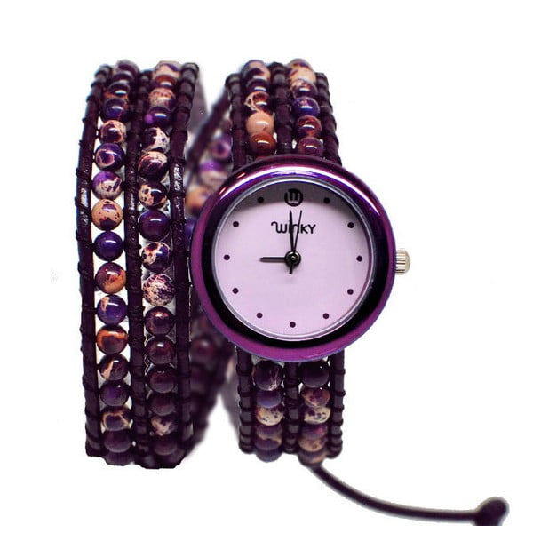 Zegarek z koralikami Double, Purple Haze Jasper