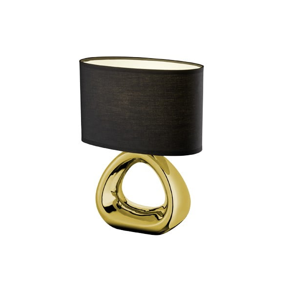 Lampa stołowa w czarno-złotym kolorze z ceramiki i tkaniny Trio Gizeh, 34,5 cm