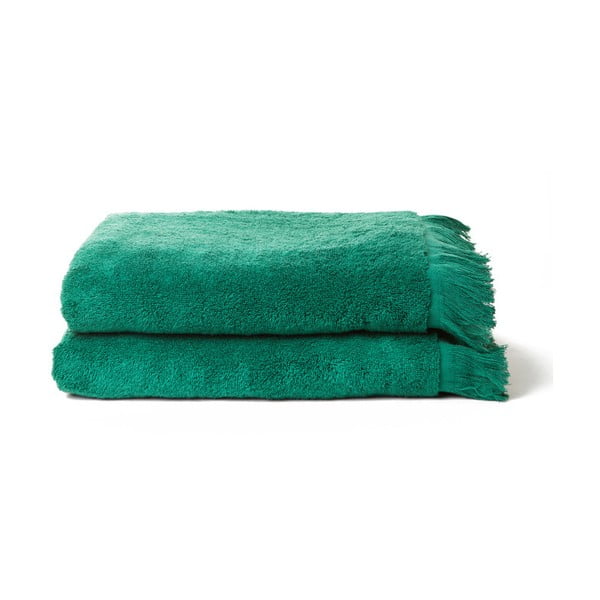 Komplet 2 zielonych ręczników z czystej bawełny Casa Di Bassi