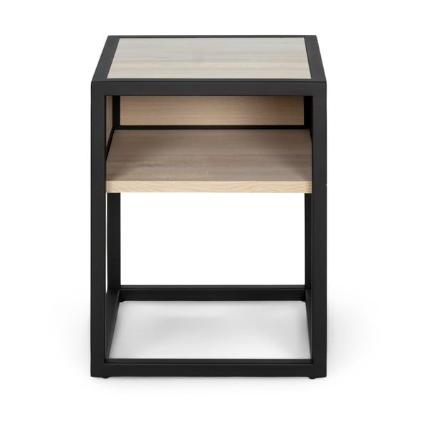 Czarna szafka nocna z blatem z drewna dębowego z półką Diva – Spinder Design