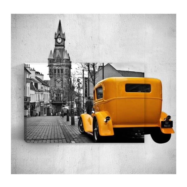 Obraz 3D Mosticx Yellow Retro Car In City, 40x60 cm