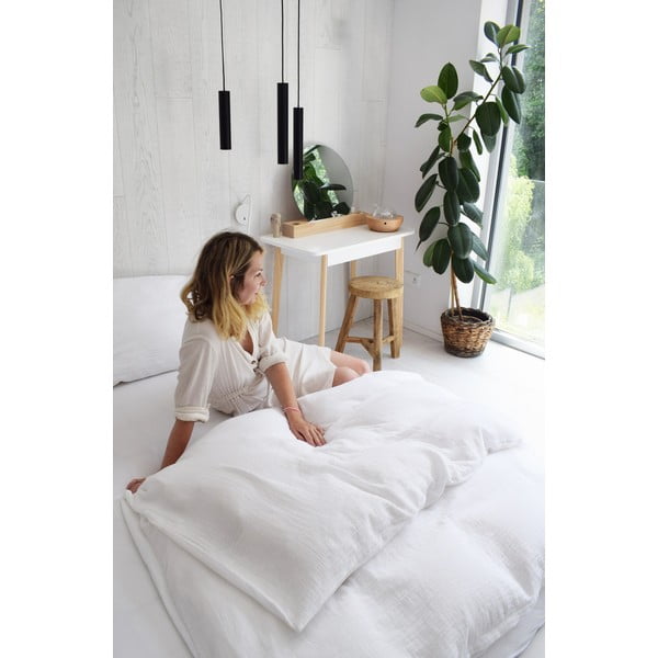 Biała muślinowa pościel jednoosobowa 140x200 cm Plain Muslin – Butter Kings-image-3