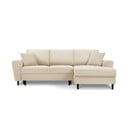 Beżowy sztruksowy rozkładany narożnik Micadoni Home Moghan, prawostronny