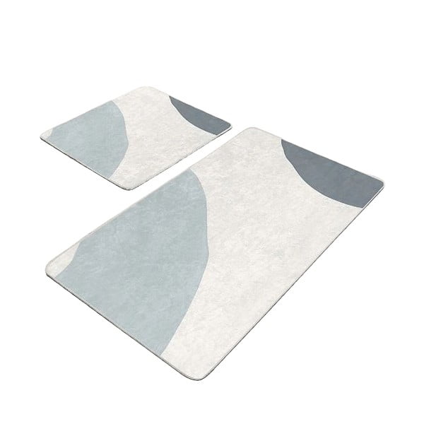 Szaro-kremowe aksamitne dywaniki łazienkowe zestaw 2 szt. 60x100 cm Abstract Shapes – Mila Home