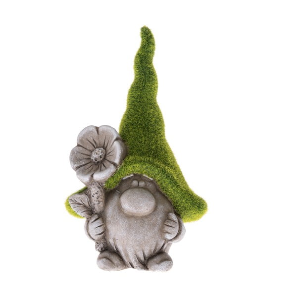 Szaro-zielona dekoracja ceramiczna Dakls Gnome, wys. 25 cm