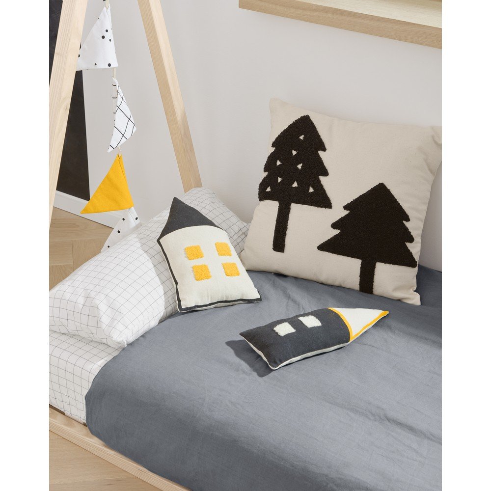 Czarno-beżowa poduszka dziecięca z bawełny organicznej Kave Home Nisi, 13x35 cm (zdjęcie 3)