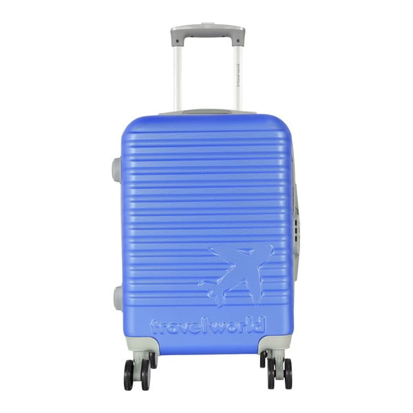 Niebieska walizka podręczna na kółkach Travel World Aiport, 44 l