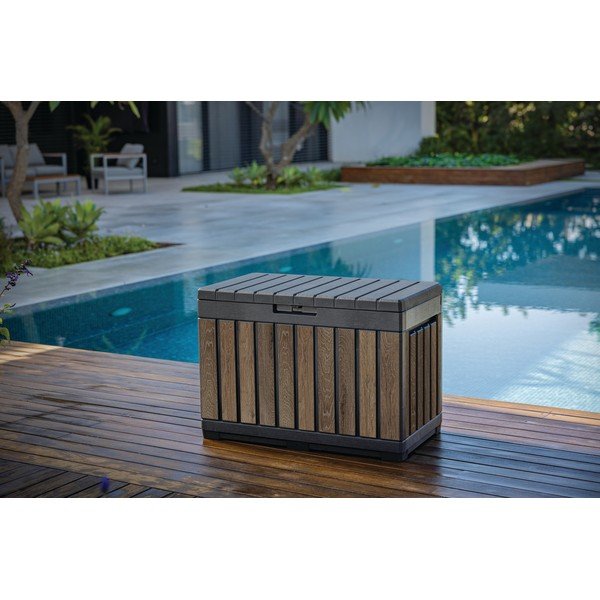 Ciemnobrązowa plastikowa skrzynia ogrodowa Deco – Keter-image-1