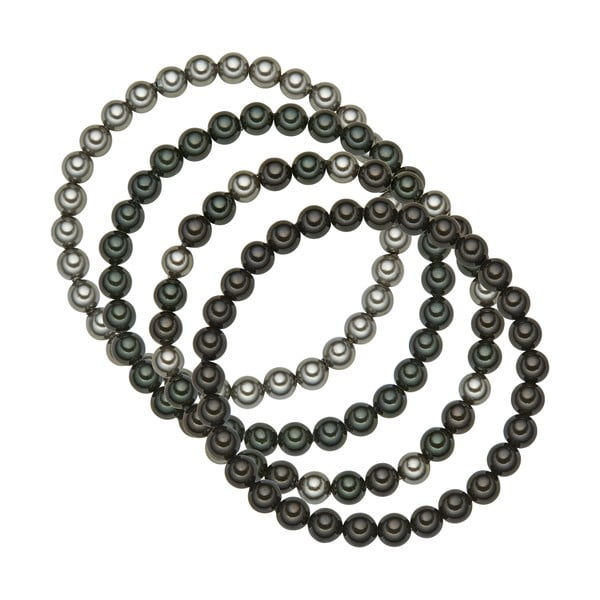 Czterorzędowa perłowa bransoletka Beria, długość 21 cm, ciemnozielone perły
