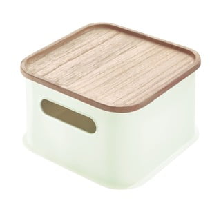 Biały pojemnik z pokrywką z drewna paulownia iDesign Eco Handled, 21,3x21,3 cm