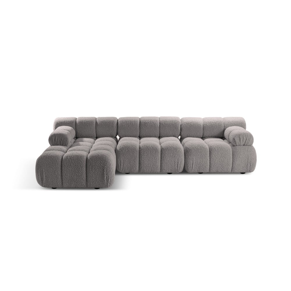 Jasnoszary narożnik modułowy z materiału bouclé (lewostronny) Bellis – Micadoni Home
