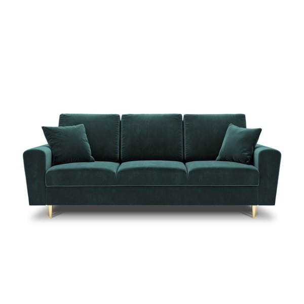 Morska aksamitna rozkładana sofa ze schowkiem 235 cm Kyoto – Cosmopolitan Design