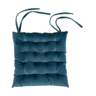 Niebieska aksamitna poduszka na krzesło Tiseco Home Studio, 37x37 cm