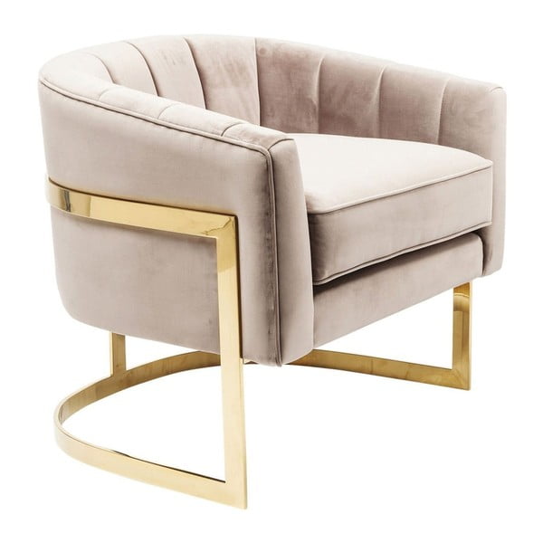 Beżowy fotel z detalami w złotej barwie Kare Design Pure Elegance