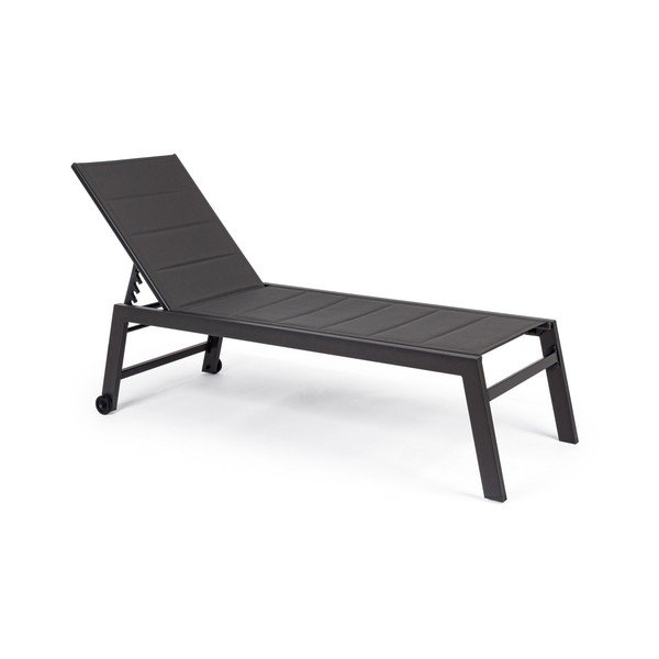Antracytowy metalowy leżak ogrodowy Hilde   – Bizzotto