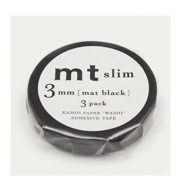 Zestaw 3 czarnych taśm dekoracyjnych washi MT Masking Tape Matte