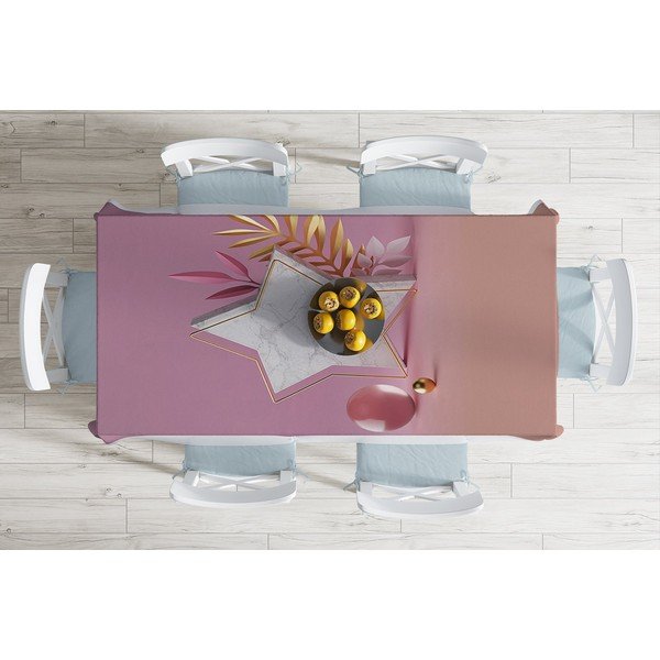 Obrus z domieszką bawełny Minimalist Cushion Covers Pink Star, 140x180 cm-image-1
