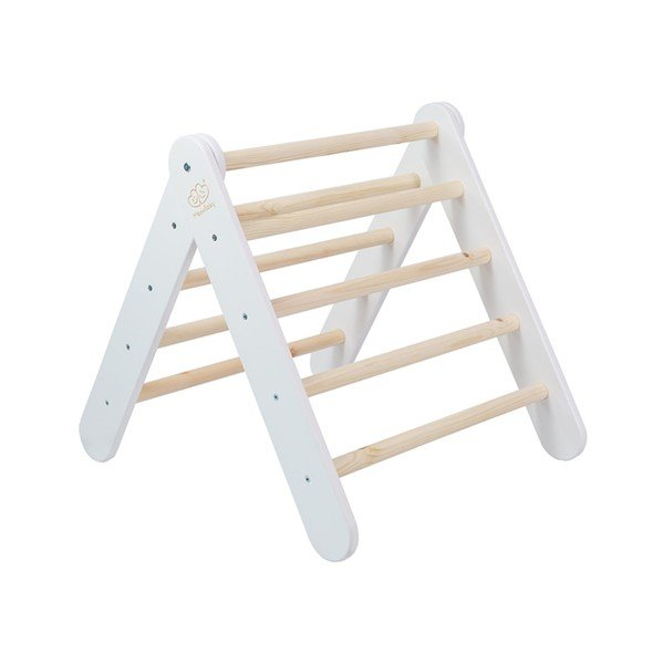 Biała drabinka pikler z litego drewna sosnowego 60x60x60 cm Montessori – Meowbaby