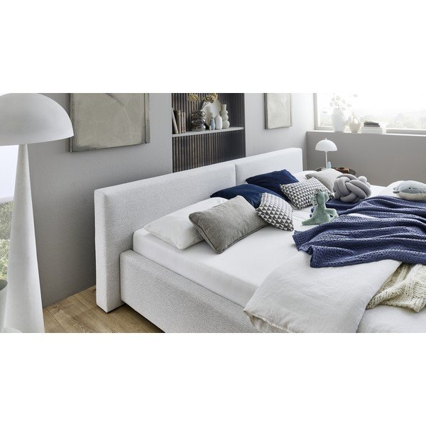 Szare tapicerowane łóżko dwuosobowe ze schowkiem ze stelażem 200x240 cm Cube – Meise Möbel-image-2