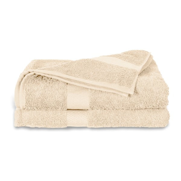 Beżowy ręcznik Twents Damast Kleur, 60x110 cm