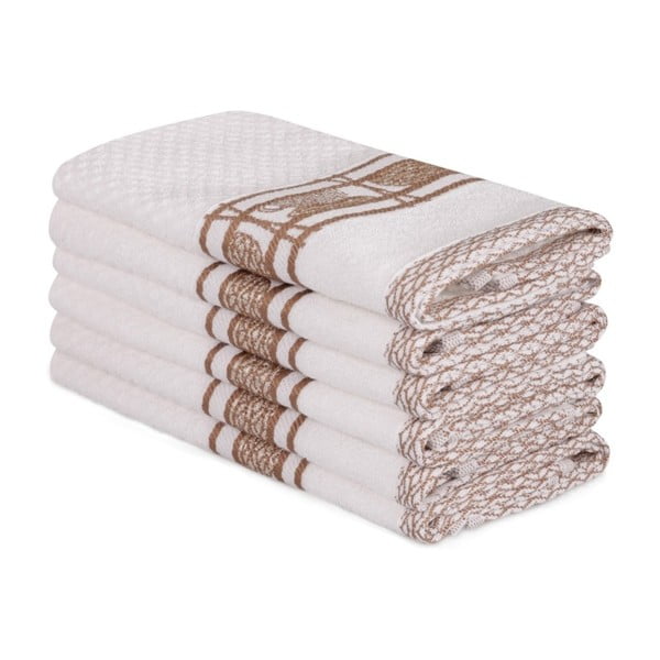Zestaw 6 beżowych ręczników bawełnianych Beyaz Lucmeno, 30x50 cm