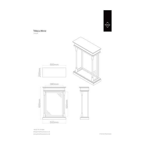 Lustro ścienne z drewnianą ramą 50x70 cm Tribeca – Premier Housewares-image-2